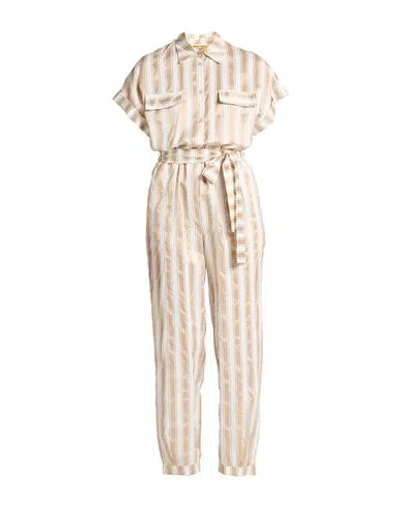 Angela Davis Woman Jumpsuit Beige Size M Viscose, Polyester, Polyamide