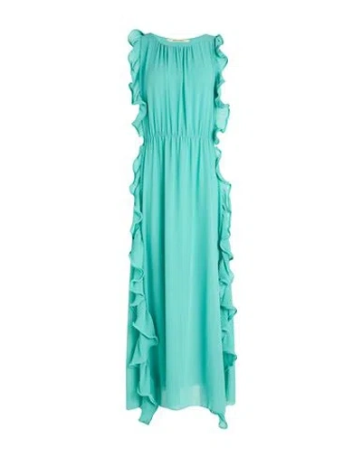 Angela Davis Woman Maxi Dress Turquoise Size S Polyester In Blue