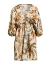 Angela Davis Woman Mini Dress Beige Size M Cotton In Multi