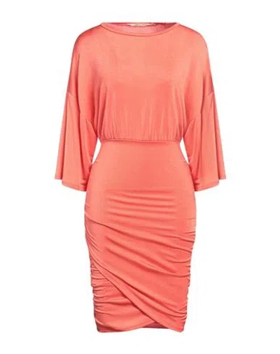 Angela Davis Woman Mini Dress Coral Size S Polyester, Elastane In Red