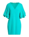 Angela Davis Woman Mini Dress Turquoise Size 8 Polyester, Elastane In Blue