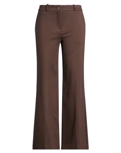 Angela Davis Woman Pants Brown Size 6 Viscose, Polyamide, Elastane