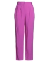 Angela Davis Woman Pants Mauve Size 6 Viscose, Linen