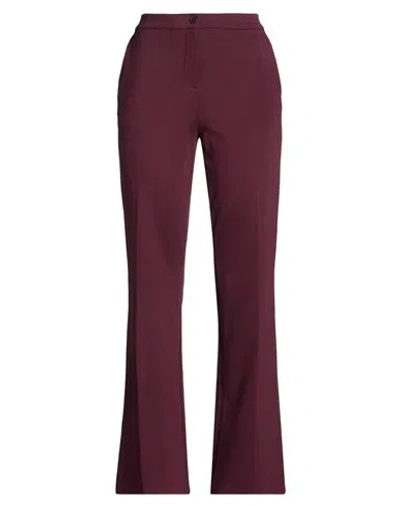 Angela Davis Woman Pants Plum Size 6 Viscose, Polyamide, Elastane In Purple