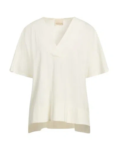 Angela Davis Woman T-shirt Ivory Size S Viscose, Polyamide, Elastane In Neutral