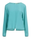 Angela Davis Woman Top Turquoise Size 4 Acetate, Silk In Blue