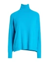 Angela Davis Woman Turtleneck Azure Size M Viscose, Polyester, Polyamide In Blue