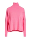 Angela Davis Woman Turtleneck Salmon Pink Size M Viscose, Polyester, Polyamide In Pattern