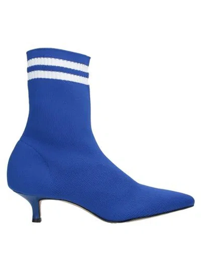 Angela George Woman Ankle Boots Bright Blue Size 10 Textile Fibers