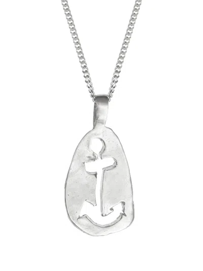 Angela Lago Anchor Sketch Necklace In Silver