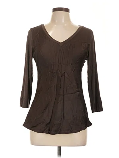 Pre-owned Angela Mara 3/4 Sleeve Blouse In Brown