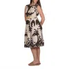 Angela Mara Boat Neck Belted Floral Midi Dress In Espresso In Brown