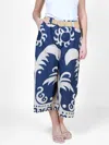 Angela Mara Pull On Belted Flare Pant In Midnight Blue In Blue