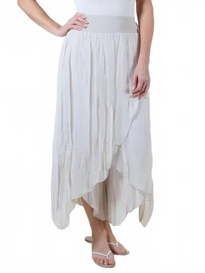 Angela Mara Wrap Pull On Pant In Beige In White