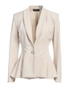 Angela Mele Milano Woman Blazer Beige Size M Viscose, Polyester, Elastane In Beige