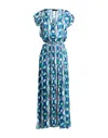 Angela Mele Milano Woman Maxi Dress Blue Size Onesize Viscose In Blue