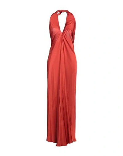 Angela Mele Milano Woman Maxi Dress Rust Size M Viscose, Silk In Red