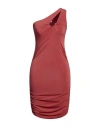 Angela Mele Milano Woman Mini Dress Brick Size L Viscose, Polyester, Elastane In Red