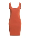 Angela Mele Milano Woman Mini Dress Rust Size L Viscose, Polyester, Elastane In Red