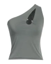 Angela Mele Milano Woman Top Military Green Size M Viscose, Polyester, Elastane
