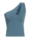 Angela Mele Milano Woman Top Slate Blue Size L Viscose, Polyester, Elastane In Blue