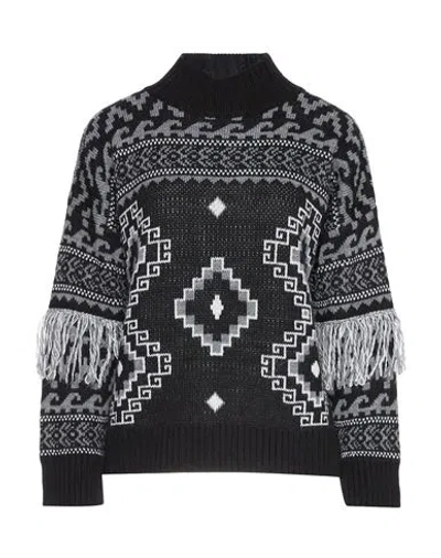 Angela Mele Milano Woman Turtleneck Black Size Onesize Viscose, Acrylic, Wool