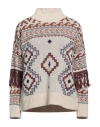 Angela Mele Milano Woman Turtleneck Cream Size Onesize Viscose, Acrylic, Wool In White
