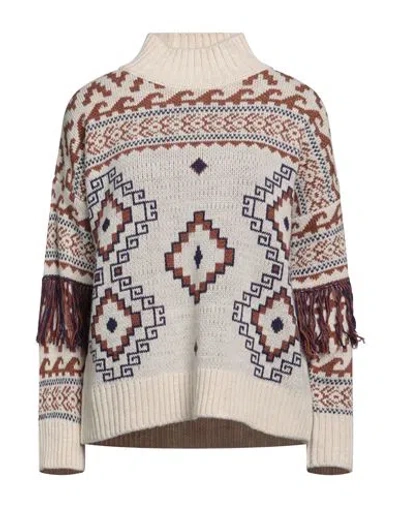 Angela Mele Milano Woman Turtleneck Cream Size Onesize Viscose, Acrylic, Wool In White