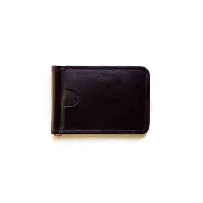 Angela Valentine Handbags Men's Slim Money Clip Card Case In Black Calfskin