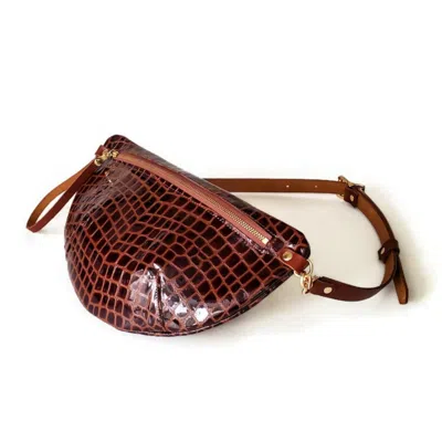 Angela Valentine Handbags Women's Brown Harper Belt Bag In Cognac Patent Leather In Burgundy