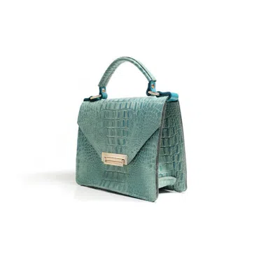 Angela Valentine Handbags Women's Gavi Mini Bag In Sea Green Crocodile Embossed Leather