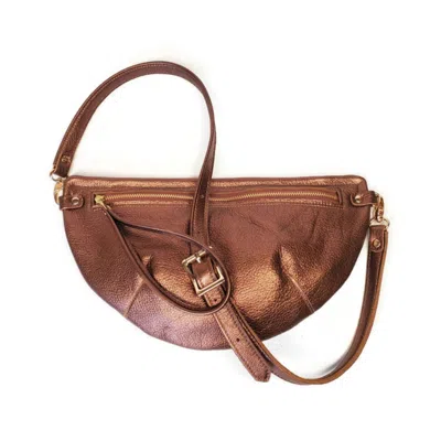 Angela Valentine Handbags Women's Gold Metallic Harper Sling Bag And Clutch In Brown