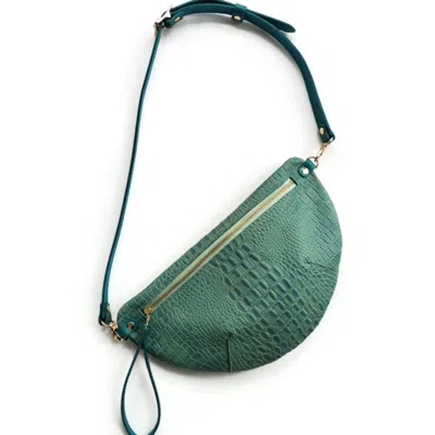 Angela Valentine Handbags Women's Harper Sling Bag In Seafoam Green Crocodile Embossed Leather