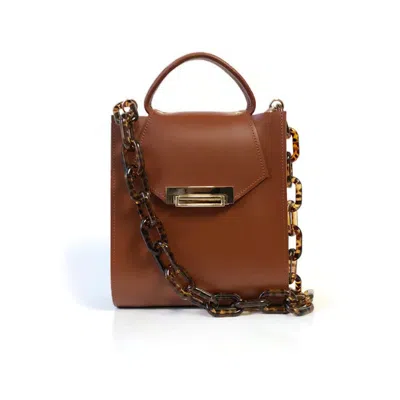 Angela Valentine Handbags Women's Romi Croc Embossed Leather Bag In Chestnut Brown