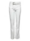 Angelica Montini Studios Belted Leather Trousers In White