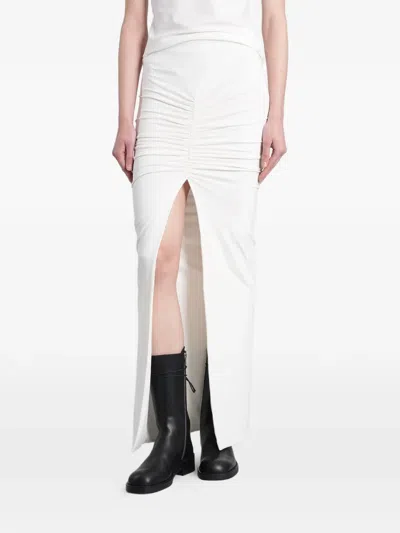 Angelica Montini Studios Lana Ruched Slit-detail Maxi Skirt In White