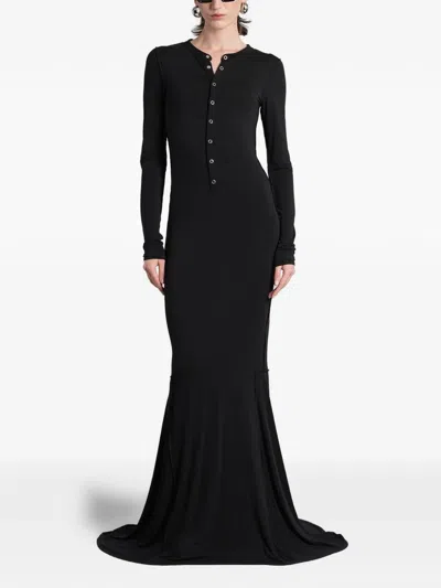 Angelica Montini Studios Ludovica Button-up Maxi Dress In Black