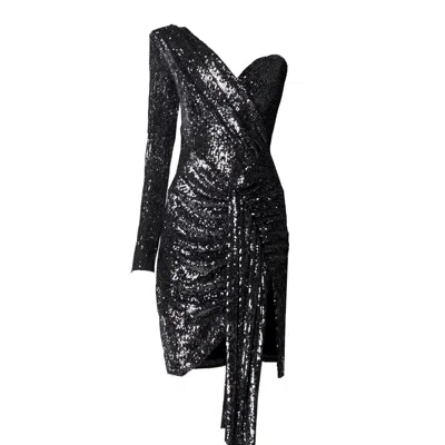 Angelika Jozefczyk Women's Asymmetric Sequin Black Dress Gloria