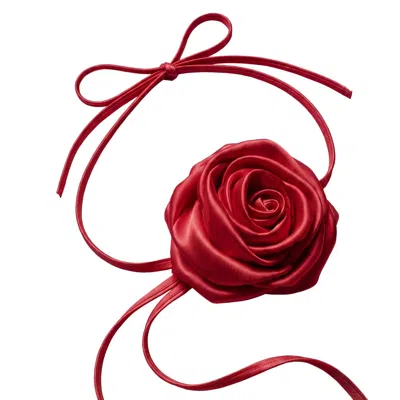 Angelika Jozefczyk Women's Catrice Satin Rose Choker Red In Burgundy