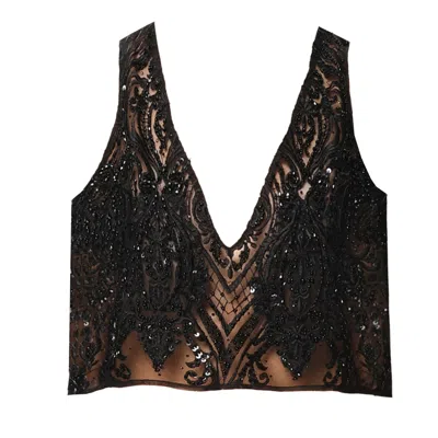 Angelika Jozefczyk Women's Elegant Embroidery Lace Top Black