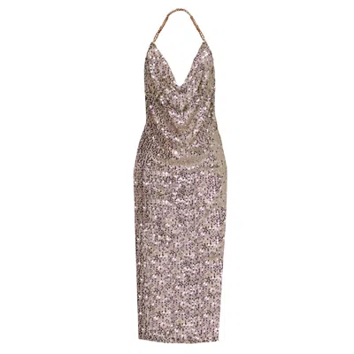 Angelika Jozefczyk Women's Gold Midi Sequin Party Dress Ibisa