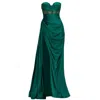Angelika Jozefczyk Women's Green Emerald Corset High Slit Gown Napoli