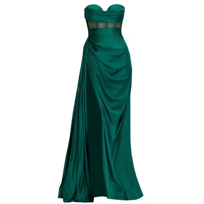 Angelika Jozefczyk Women's Green Emerald Corset High Slit Gown Napoli