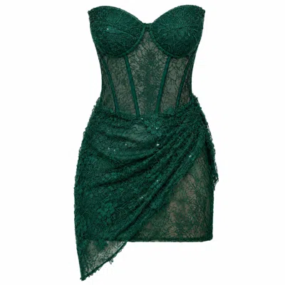 Angelika Jozefczyk Women's Green Mini Lace Dress Catrice Emerald