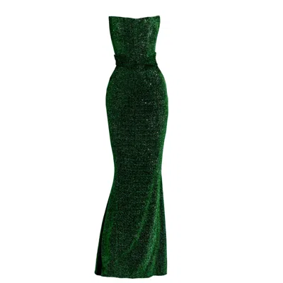 Angelika Jozefczyk Women's Green Moon Shimmering Evening Gown Emerald