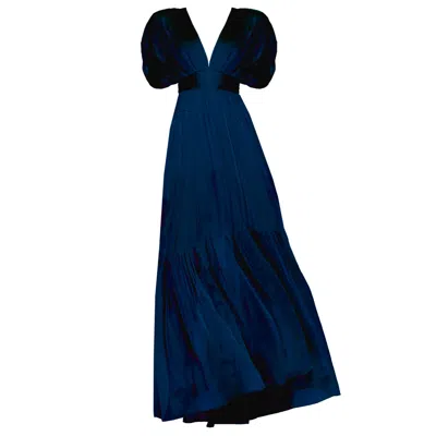 Angelika Jozefczyk Women's Lerena Chiffon Evening Gown Navy Blue