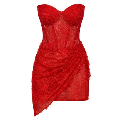 Angelika Jozefczyk Women's Mini Red Lace Dress Catrice