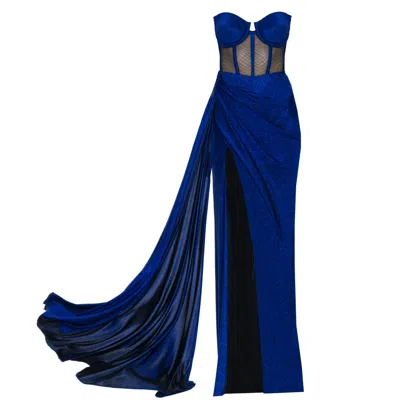 Angelika Jozefczyk Women's Naiomi Shimmering Evening Gown Navy Blue