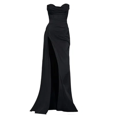 Angelika Jozefczyk Women's Napoli  Corset High Slit Gown Black