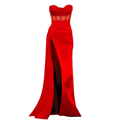Angelika Jozefczyk Women's Napoli Corset High Slit Gown Red